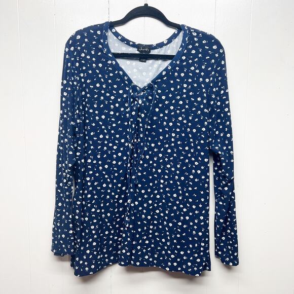 Justify Womens Floral Top 3X Lace Up Soft Stretch Casual Workwear Spring - Picture 1 of 11